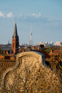 Berlin, distant view to the east, television tower, high-rise buildings on Leipziger Strasse Berlin, distant view to the east, television tower, high-rise buildings on Leipziger Strasse